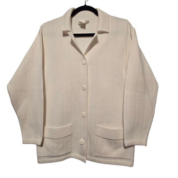 Vtg 60s 70s Lily Of California Ivory Knit Cardigan Sweater Womens SM Taiwan - Picture 1 of 9